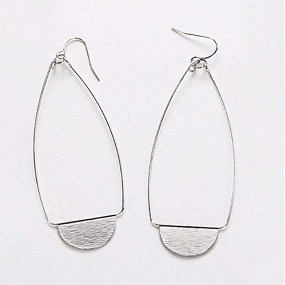Silver Geometric Dangle Earrings - Picture 2 of 5